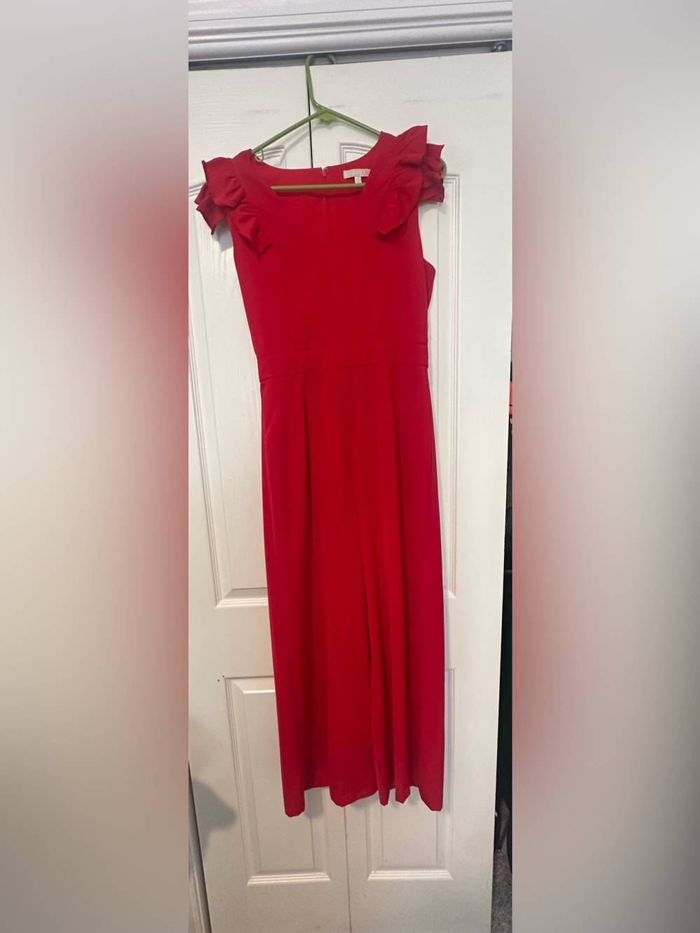 Red Ruffle Shoulder jumpsuit